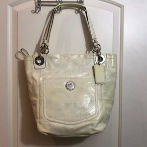 Coach Alex Stitch Winter White Patent Tote